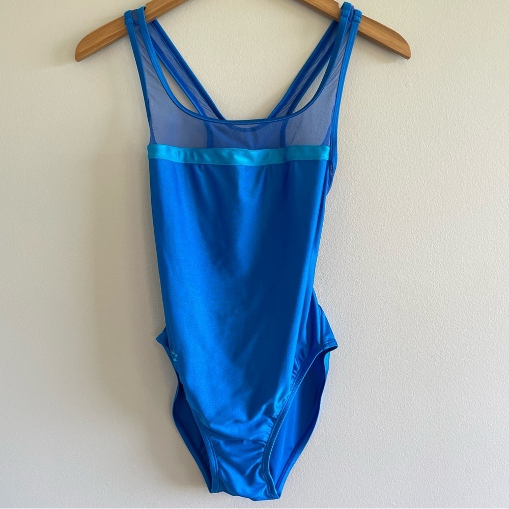 Speedo Women's One Piece Swimsuit With Mesh Detail Blue/Turquoise Size 10